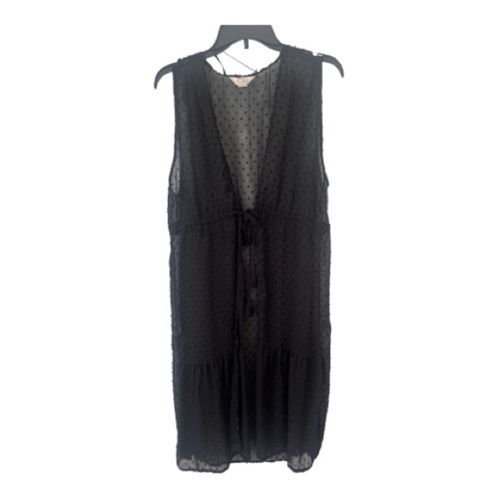 Lauren Conrad Black Swiss Dot Duster Vest- One size, used.
